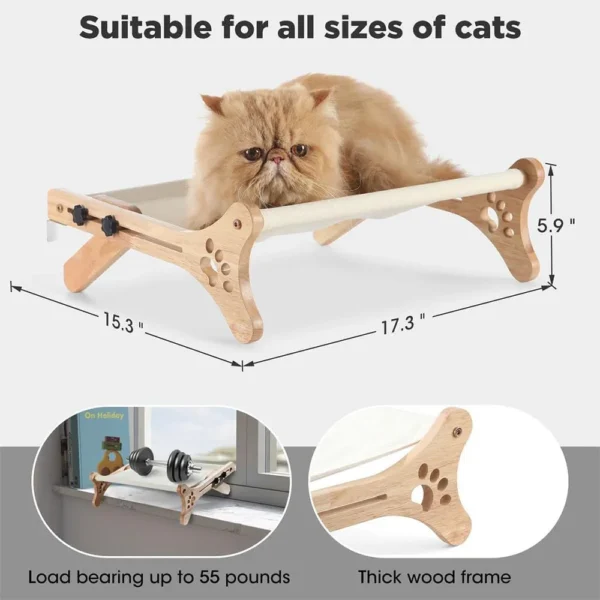 Solid Wood Window Cat Hammock – Heavy-Duty Hanging Bed - Image 2
