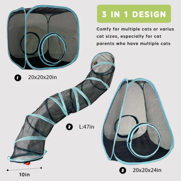 Collapsible Outdoor Cat Tunnel & Tent Playpen - Image 2