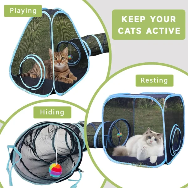 Collapsible Outdoor Cat Tunnel & Tent Playpen - Image 5