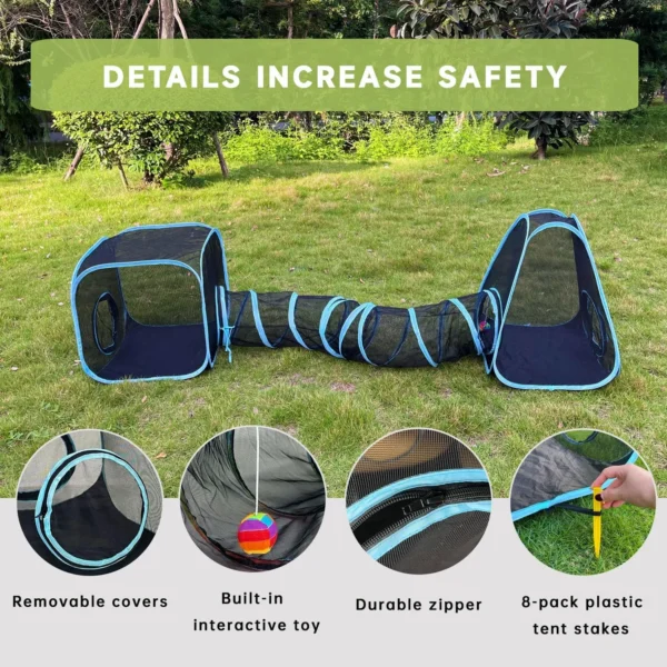 Collapsible Outdoor Cat Tunnel & Tent Playpen - Image 3